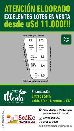 Vende Loteo/ Entrega y Financiación 